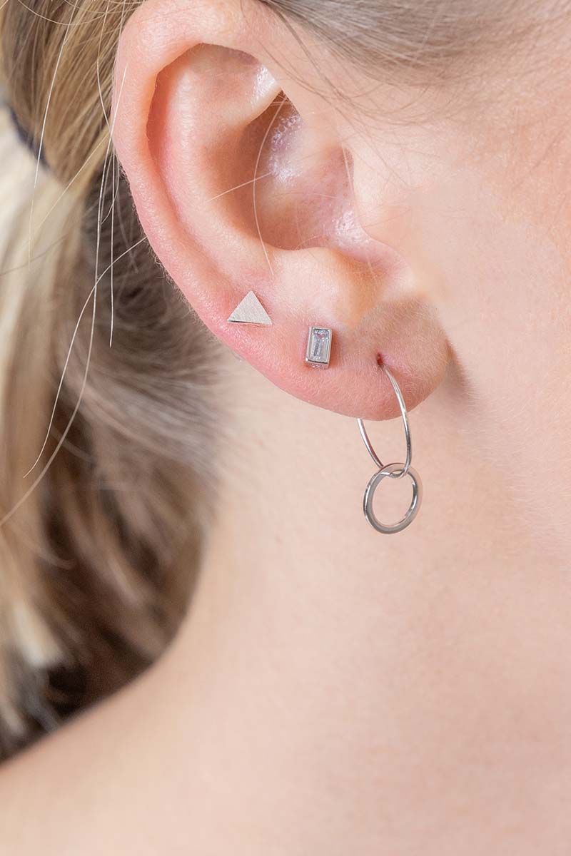 Small Stone Stud Earrings | Silver (sterl.)