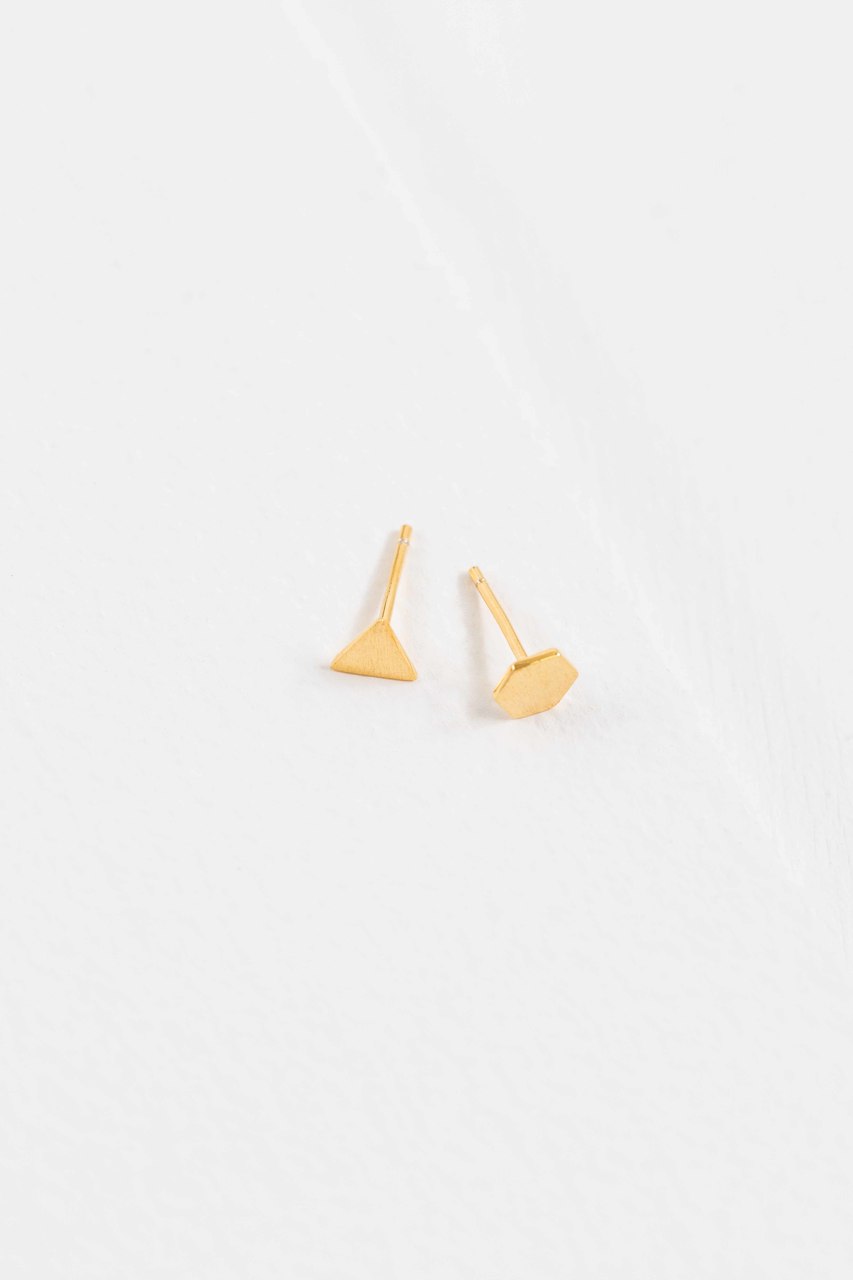 Geometric Shapes Mismatched Earrings | Gold (14K)