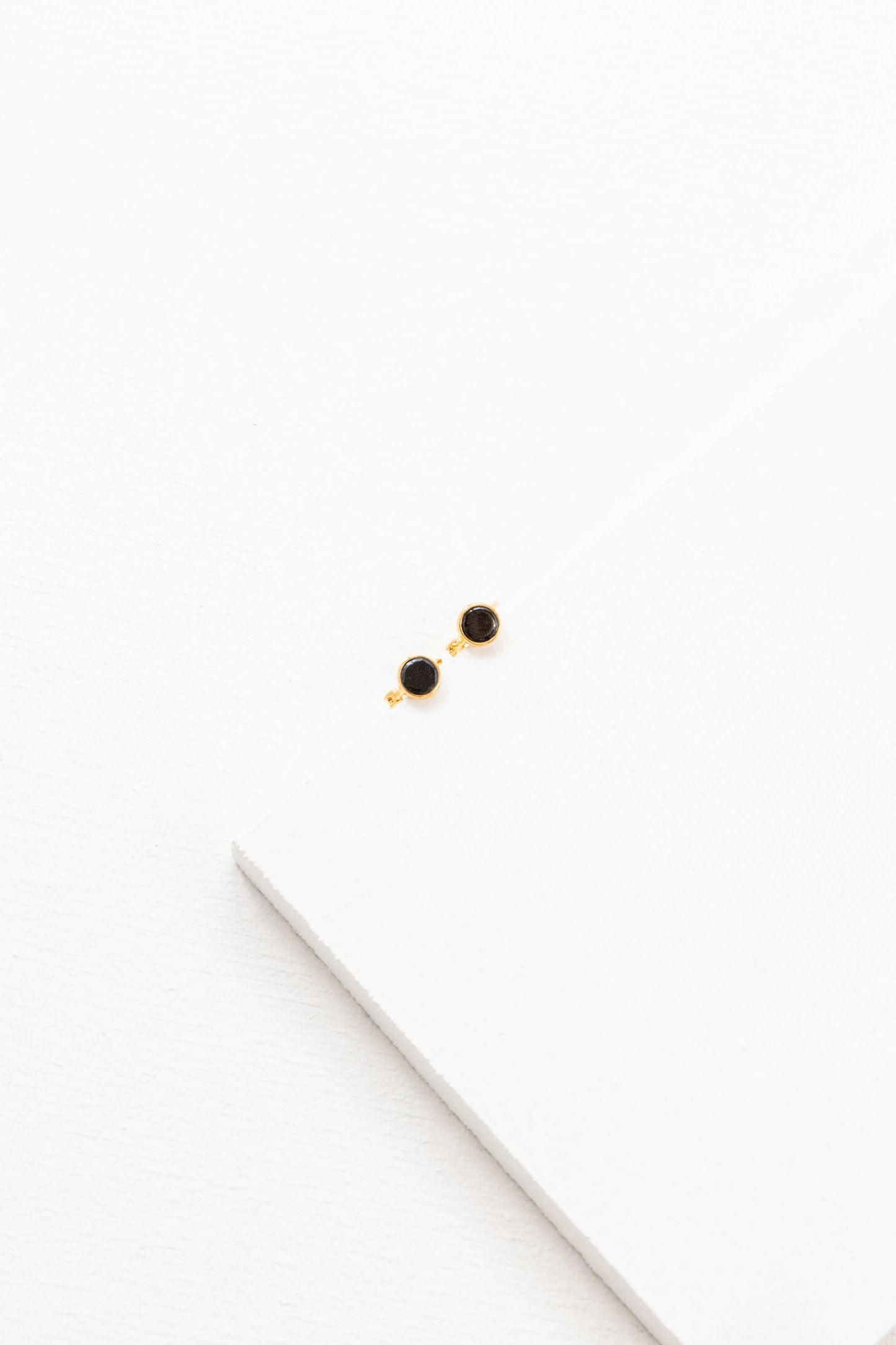 Black Sun Mini Hoop Earrings (14K)