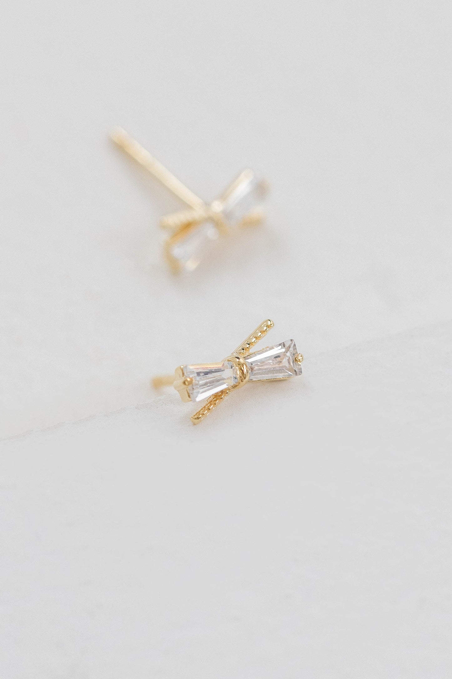 Crystal Bow Earrings (14K)