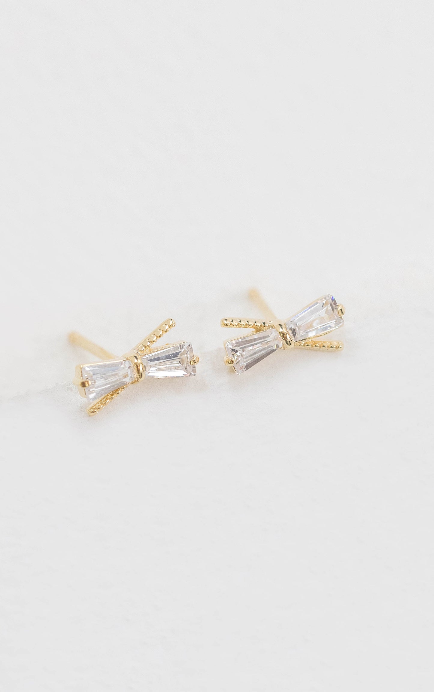 Crystal Bow Earrings (14K)