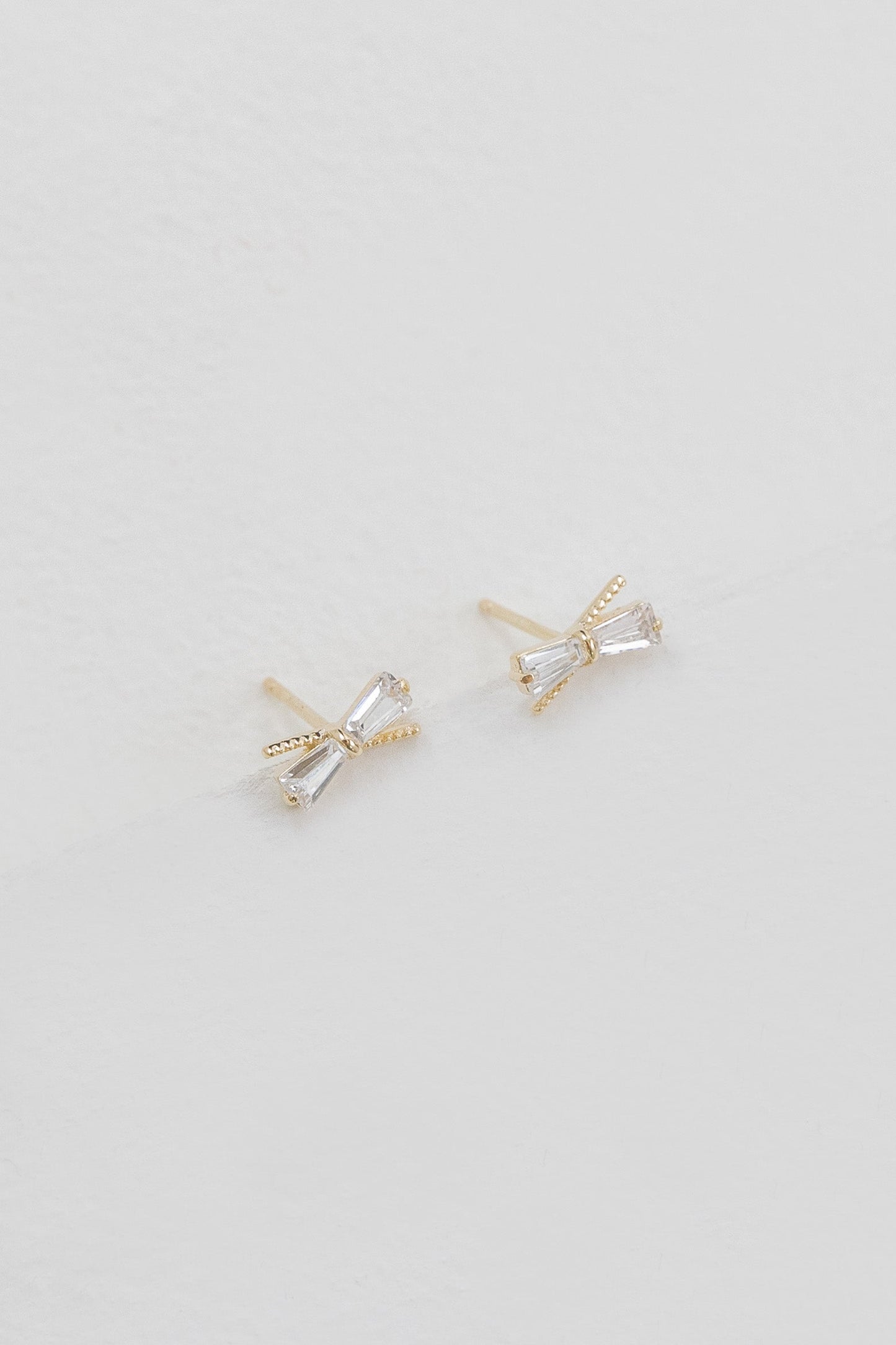 Crystal Bow Earrings (14K)