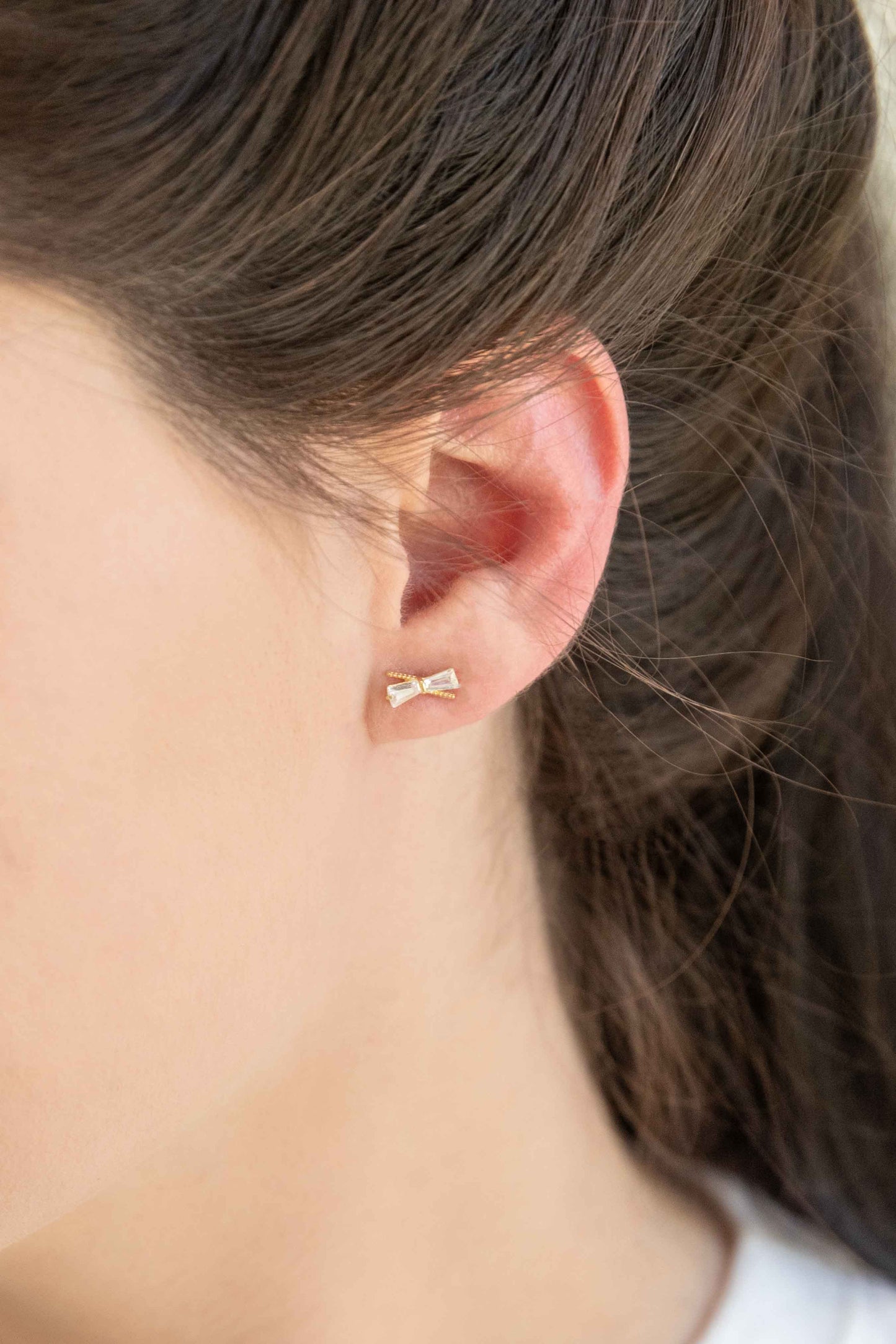 Crystal Bow Earrings (14K)