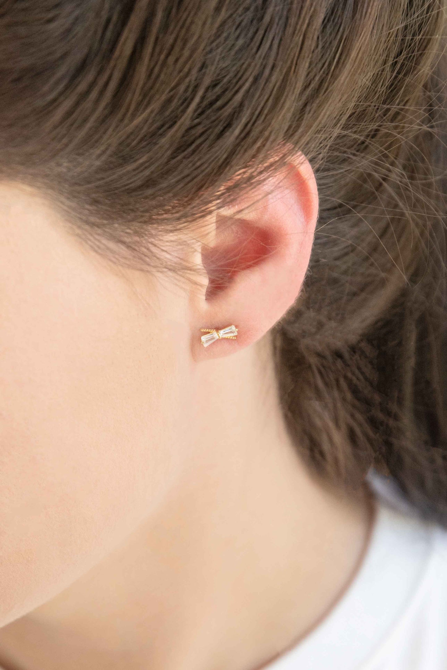 Crystal Bow Earrings (14K)