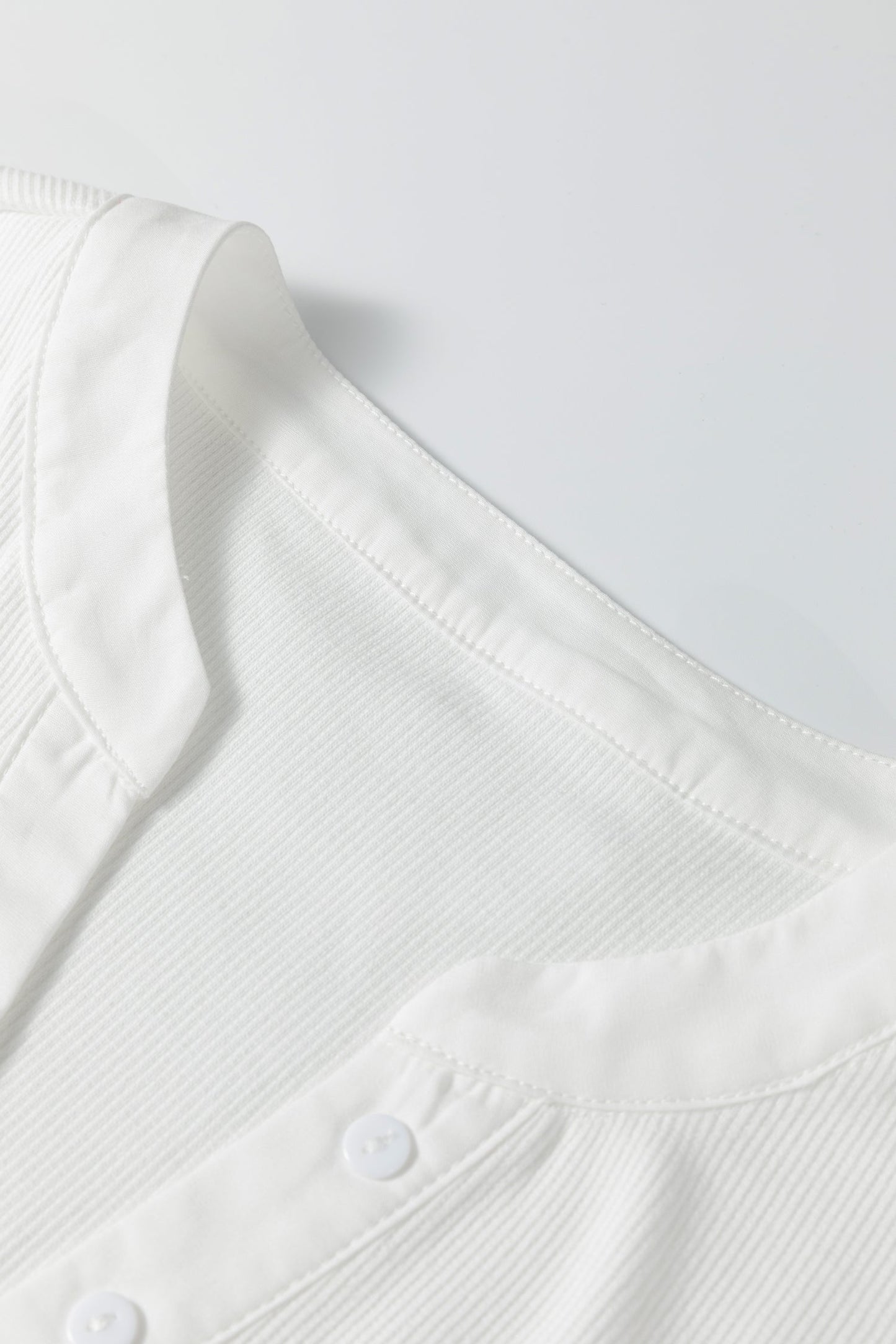 Stripe Patchwork Buttoned V-Neck Ribbed Knit Top