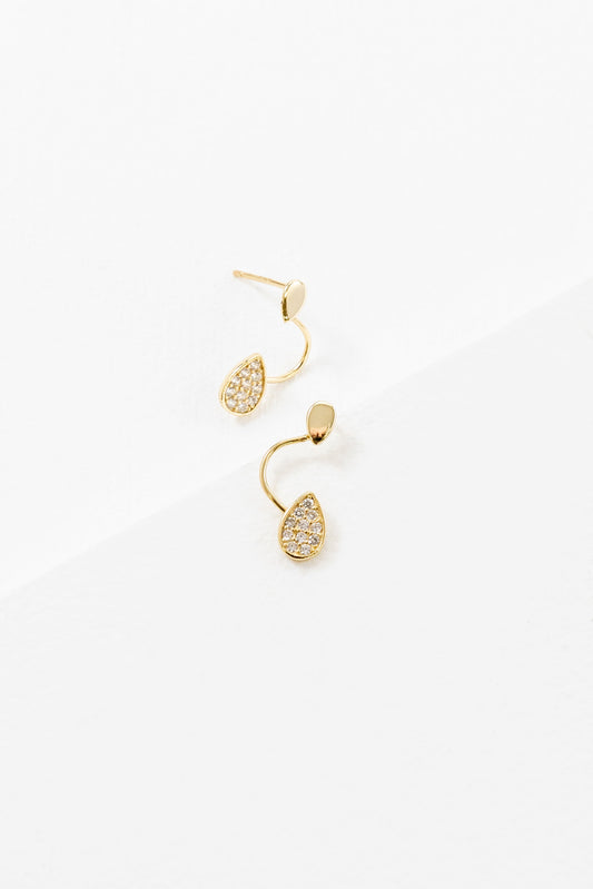 Curved Droplet Earrings (14K Gold)