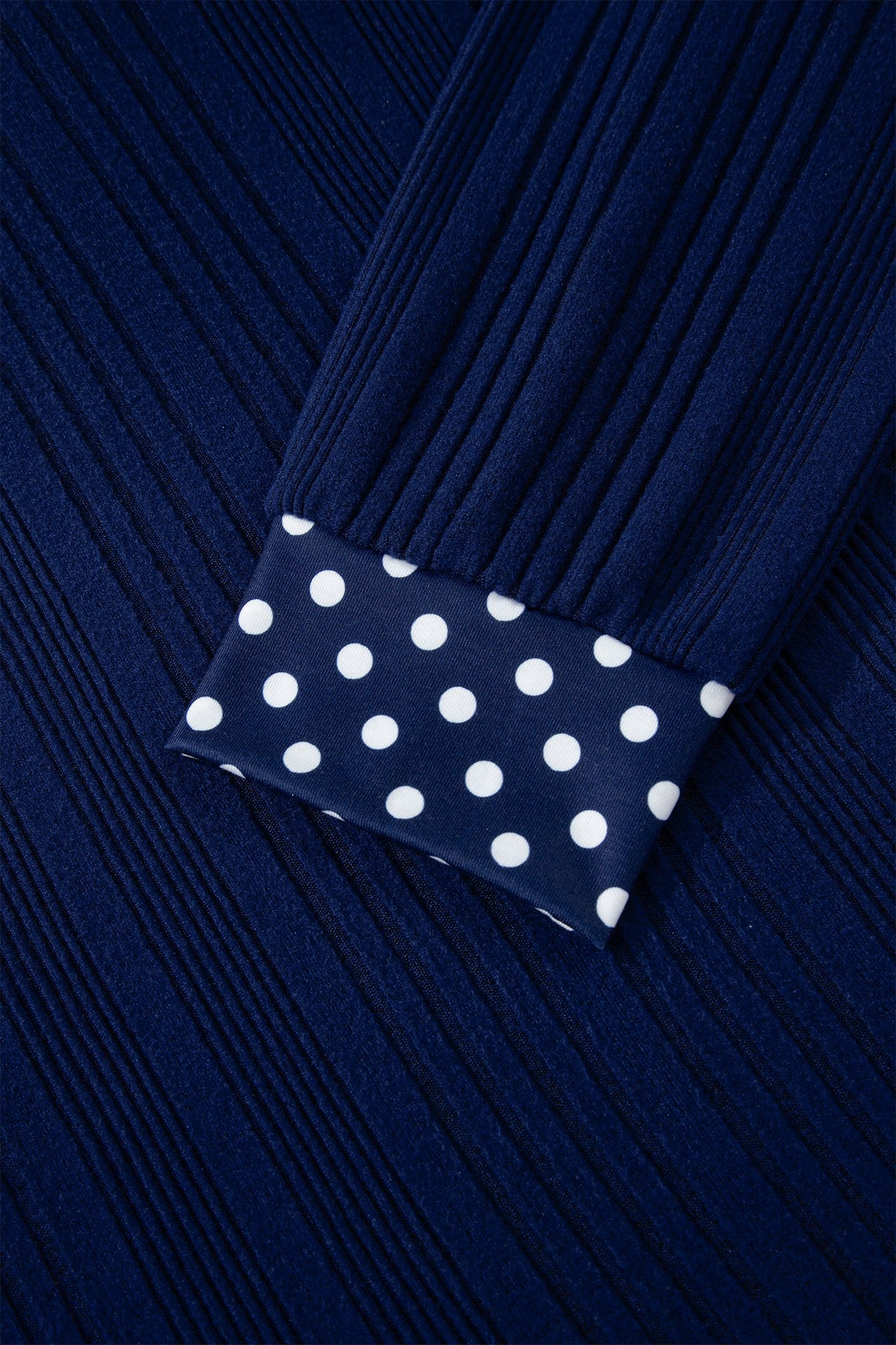 Polka Dot Patchwork Bow Tie V-Neck Top
