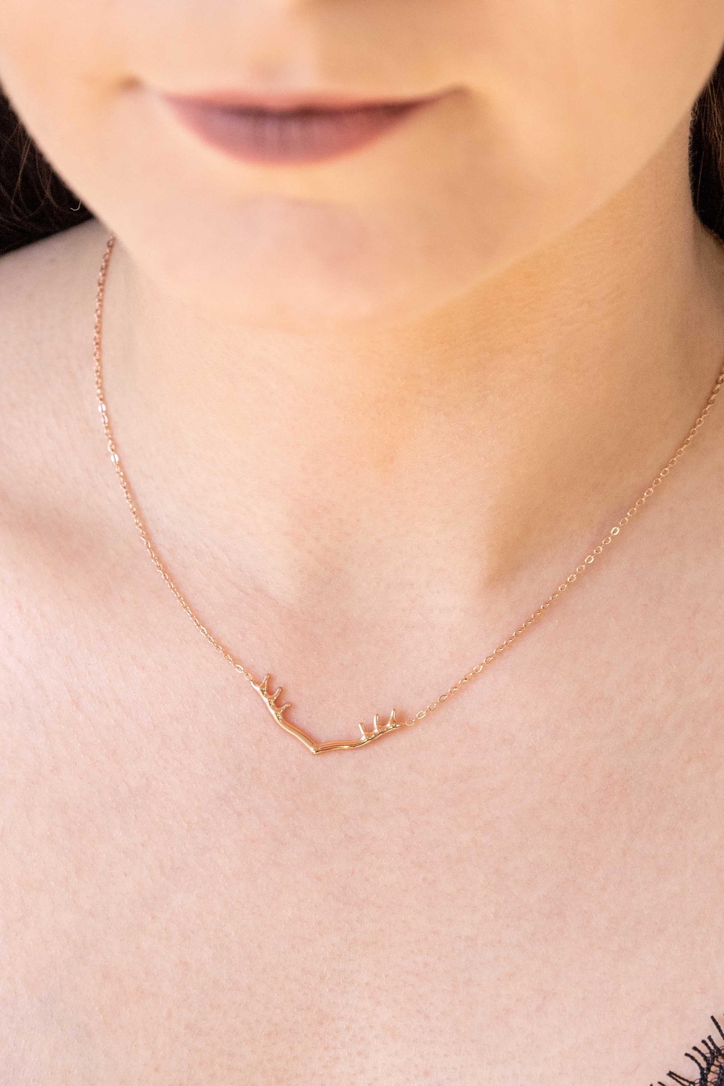 Wide Antler Necklace | Rose Gold (14K)