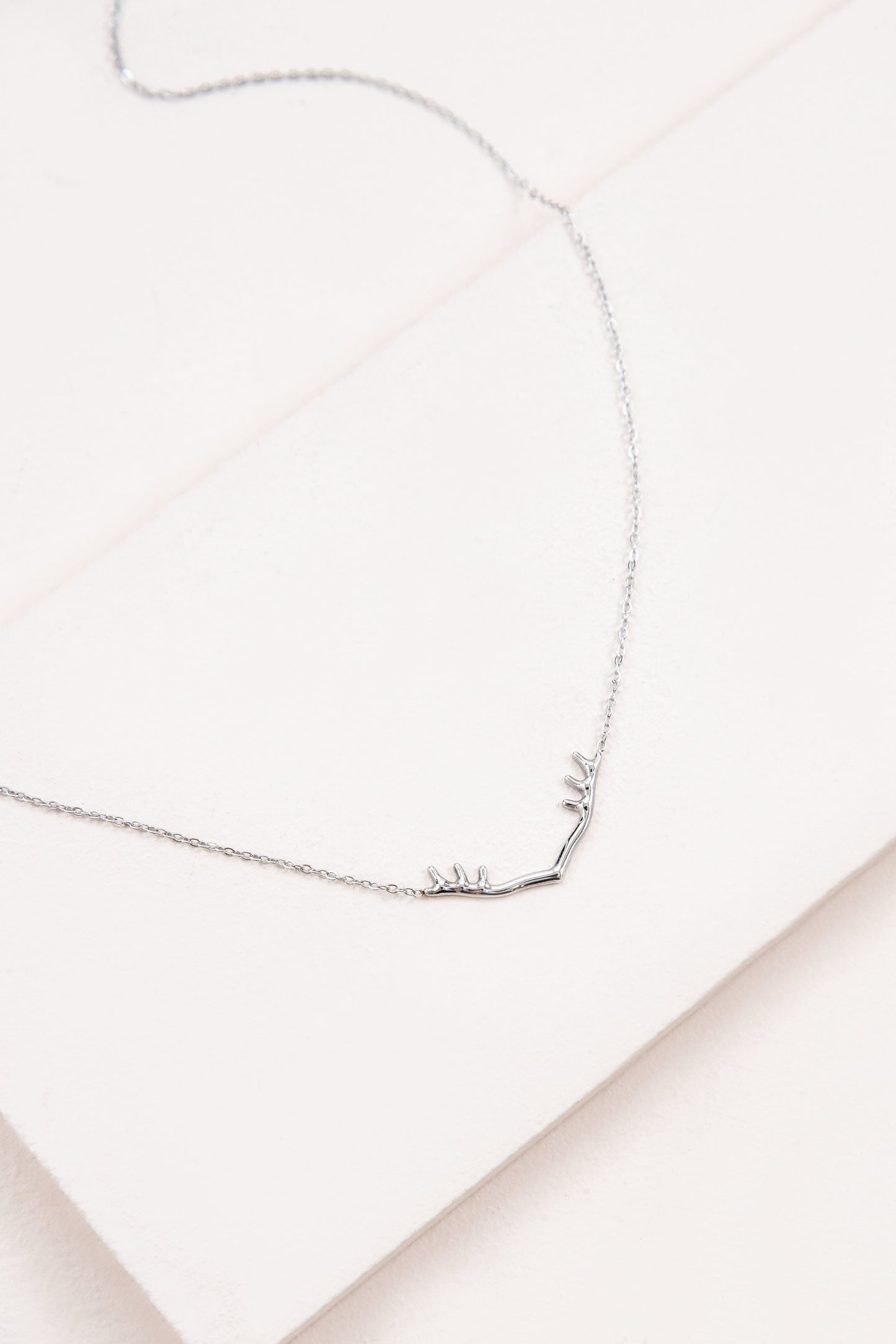 Wide Antler Necklace | Silver