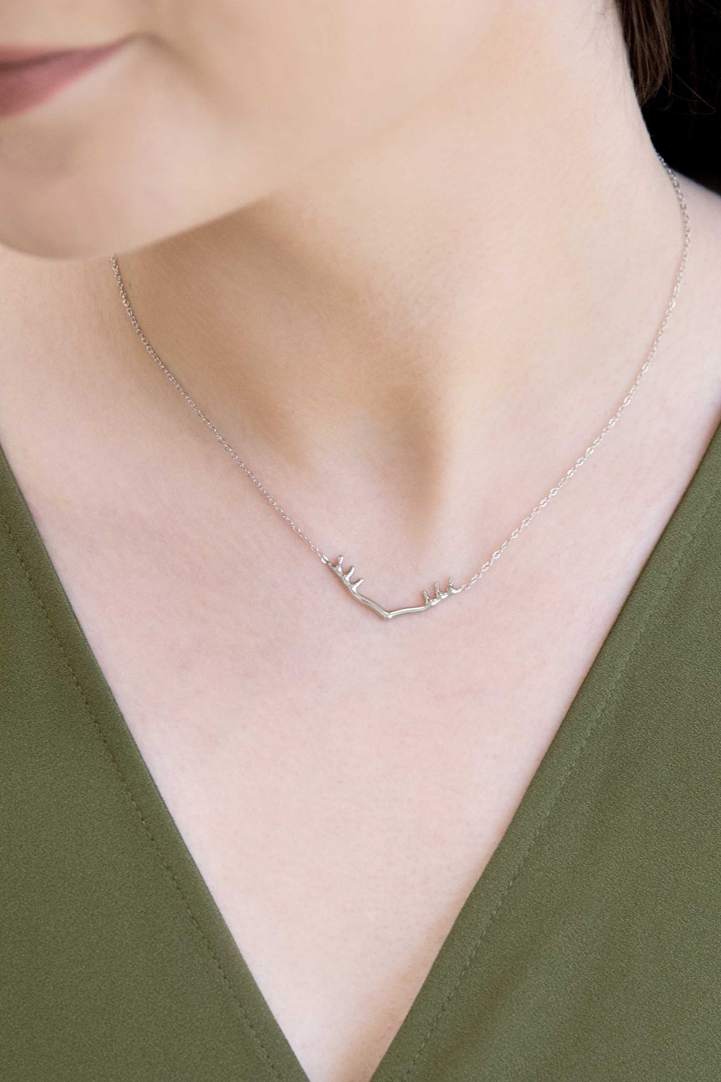 Wide Antler Necklace | Silver