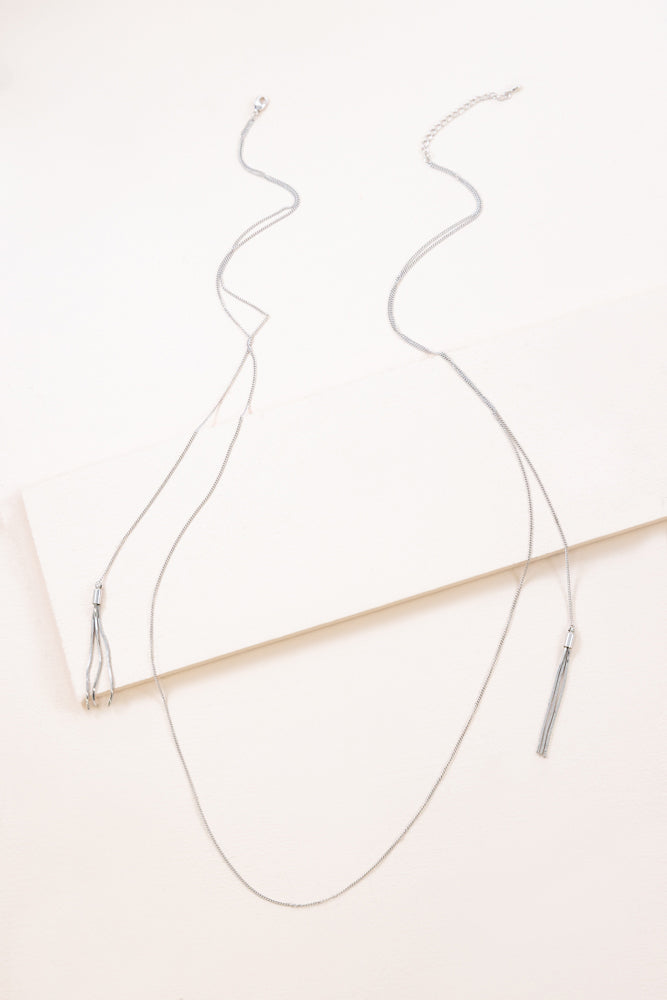 Tsarina Tassel Layered Necklace | Silver