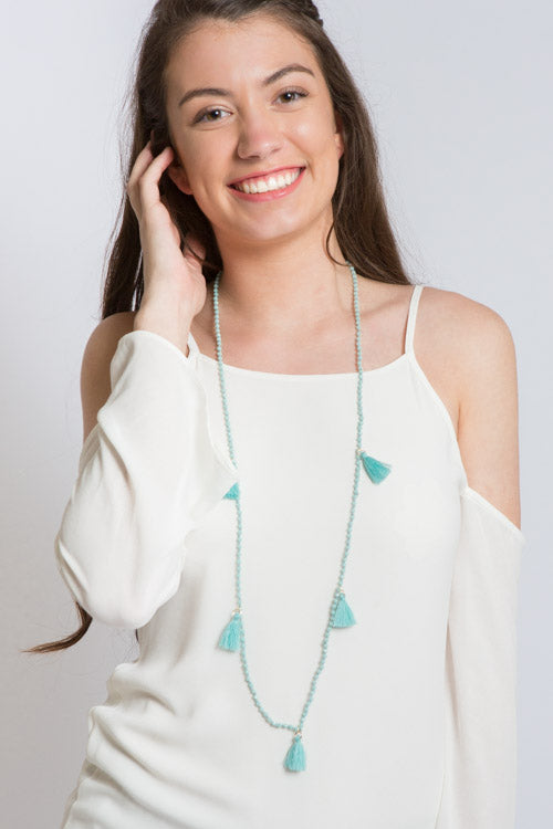 Nayeli Tassel Necklace | Blue