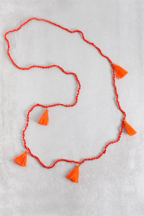 Nayeli Tassel Necklace | Orange