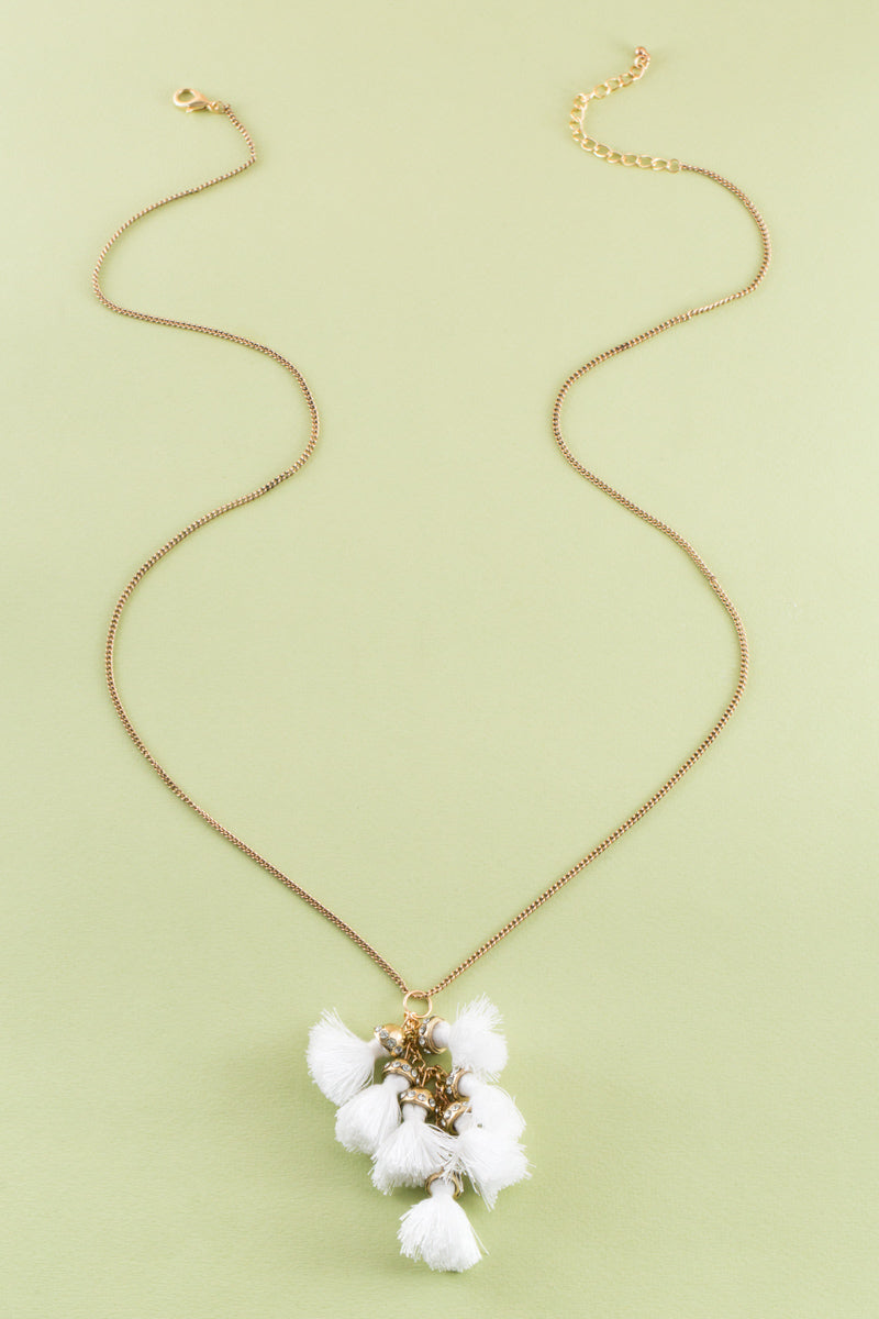 Bijou Tassel Necklace | White