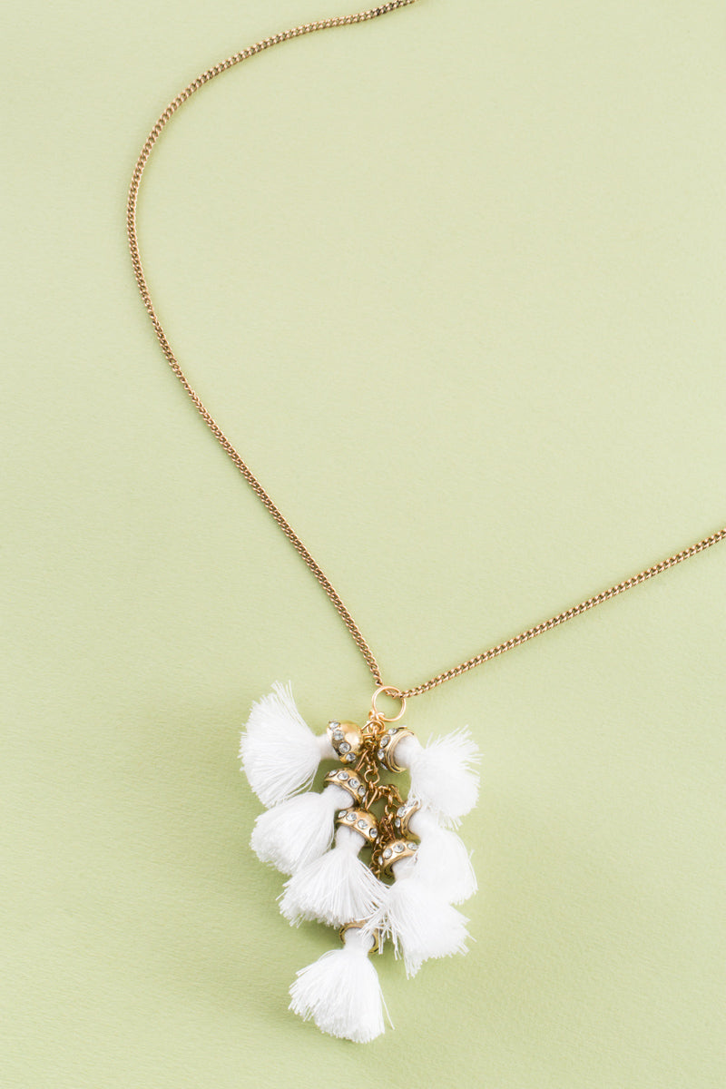 Bijou Tassel Necklace | White