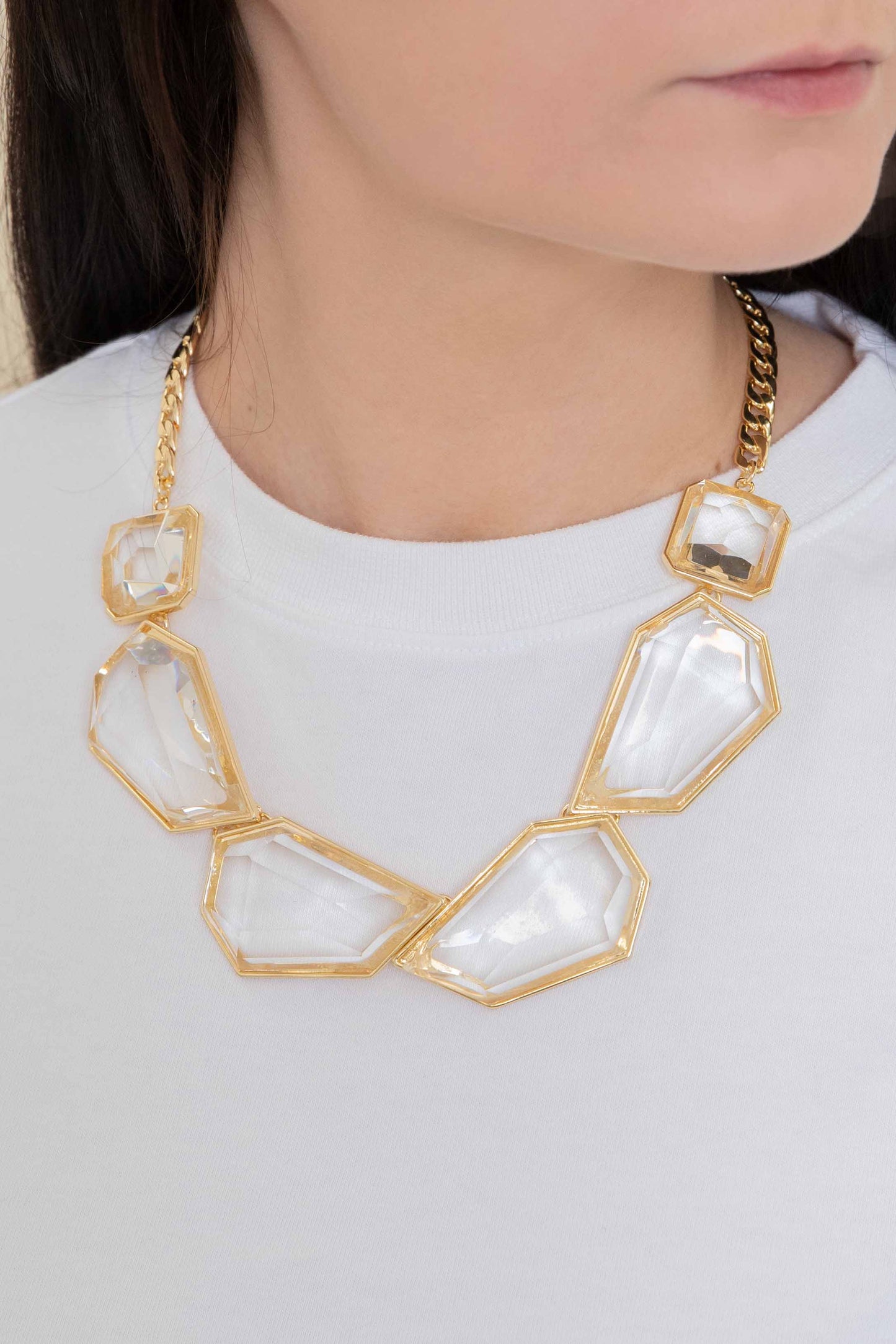 Angled Stone Necklace | Crystal Clear