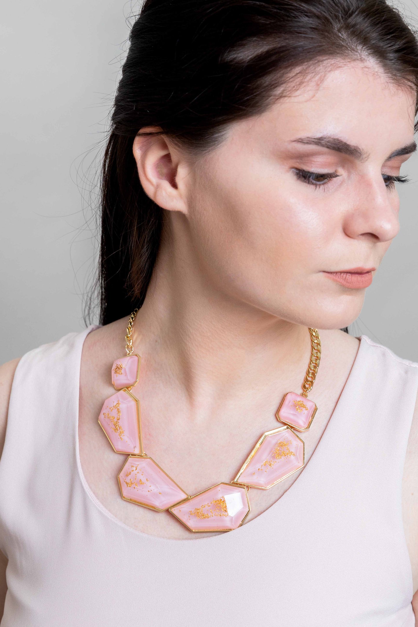 Angled Stone Necklace | Pretty Pink