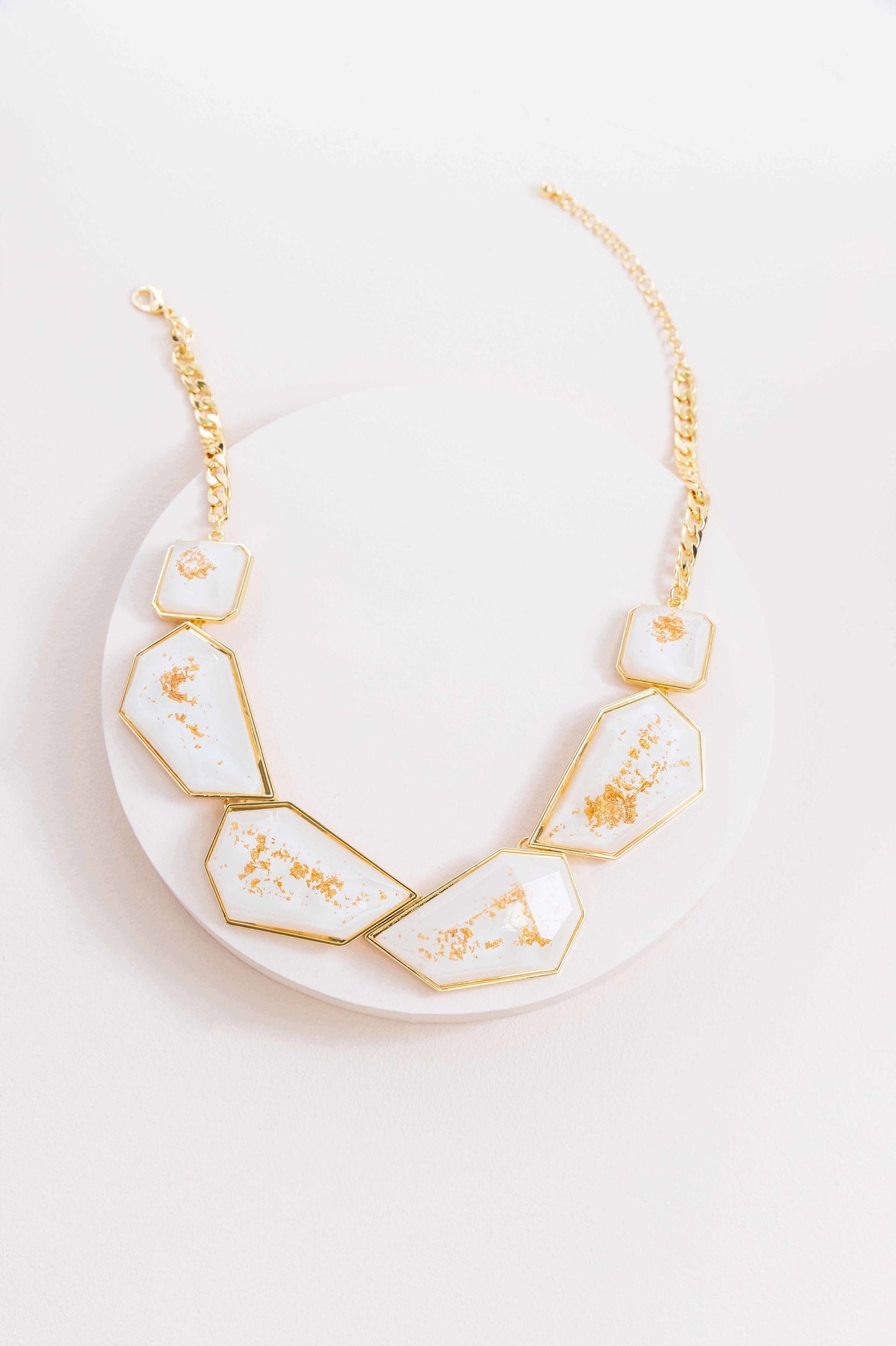 Angled Stone Necklace | White Gold
