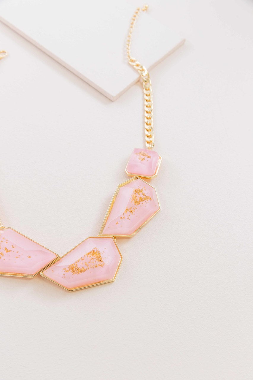 Angled Stone Necklace | Pretty Pink