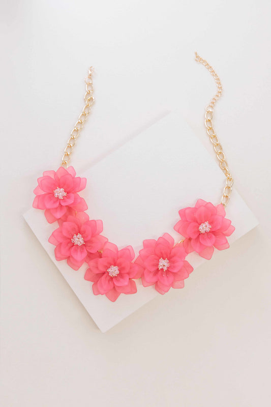 Fashion Forward Floral Necklace | Clear Pink