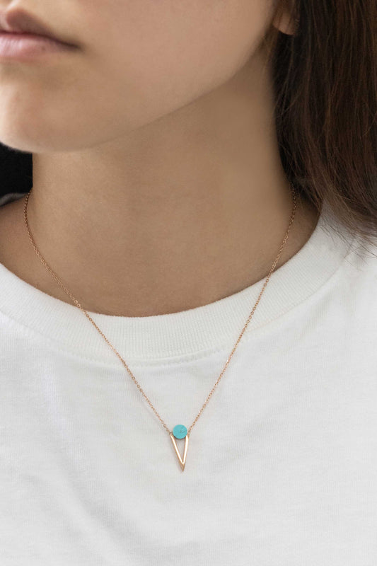 Tensly Point Stone Necklace | Rose Gold (14K)