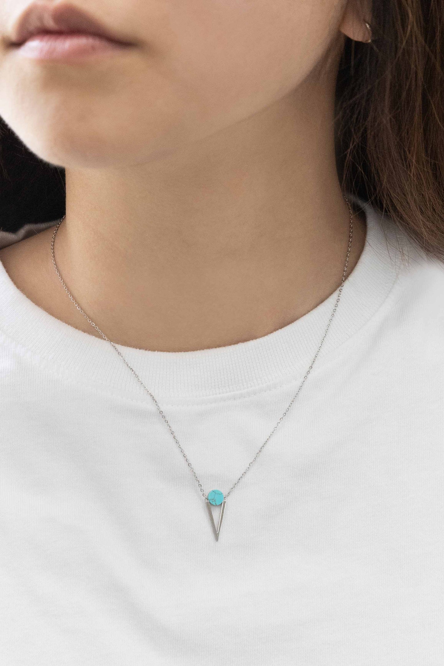 Tensly Point Stone Necklace | Silver