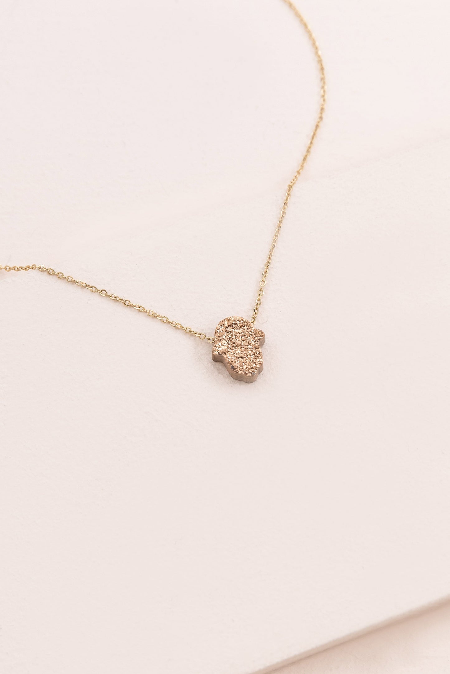 Hamsa Hand Druzy Necklace | Champagne (14K)