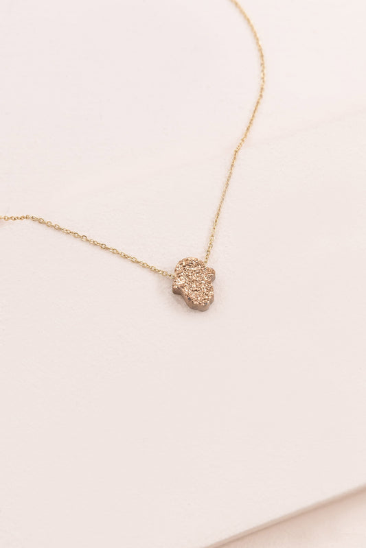 Hamsa Hand Druzy Necklace | Champagne (14K)
