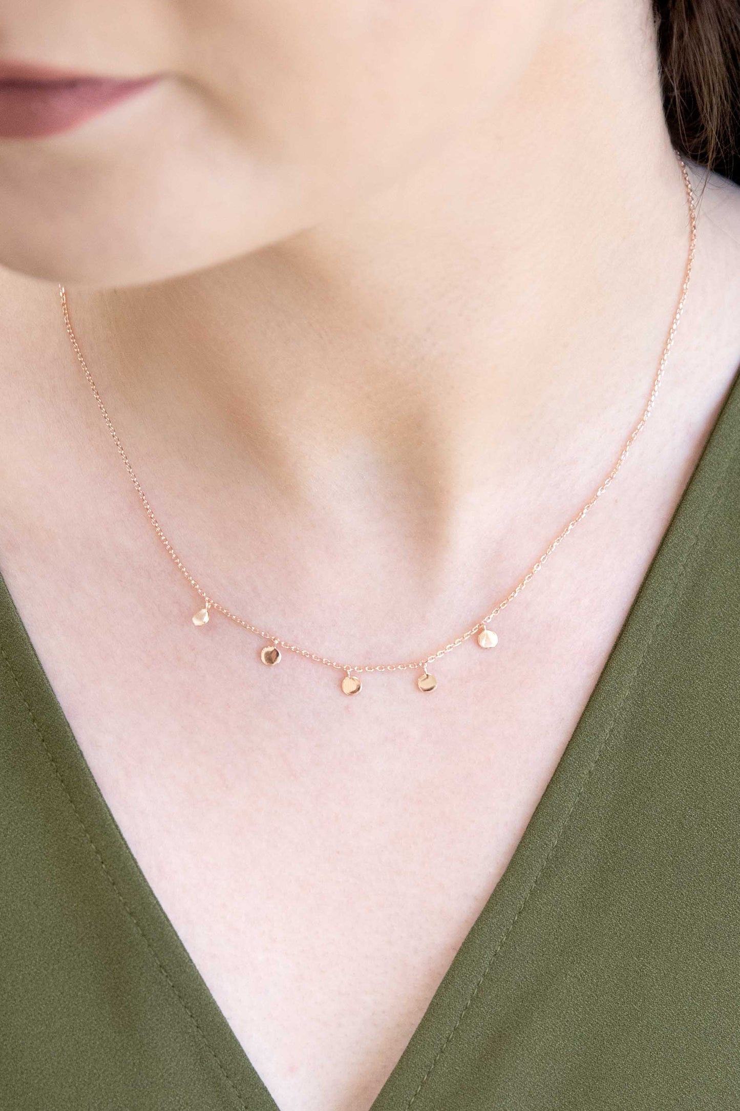 Mini Dot Dangle Necklace | Rose Gold (18K)