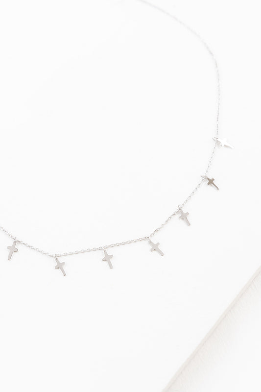 Cross Tassel Drop Necklace | Silver (sterl.)