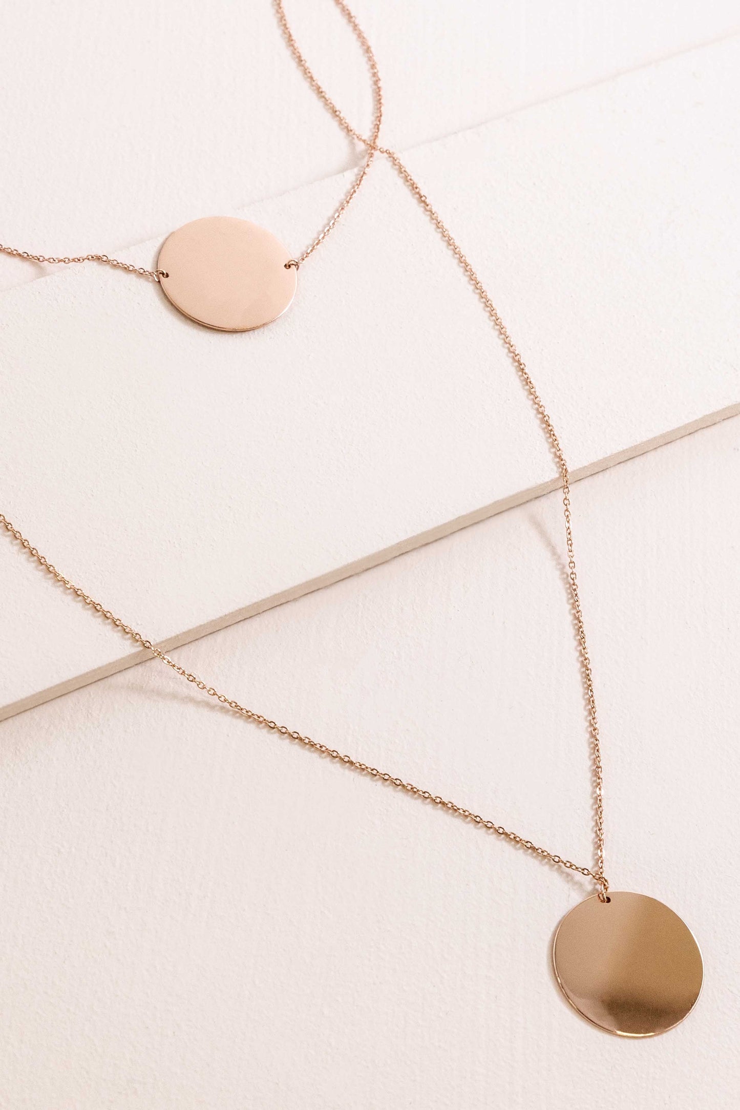 Trendsetter Disc Layered Necklace | Rose Gold (14K)