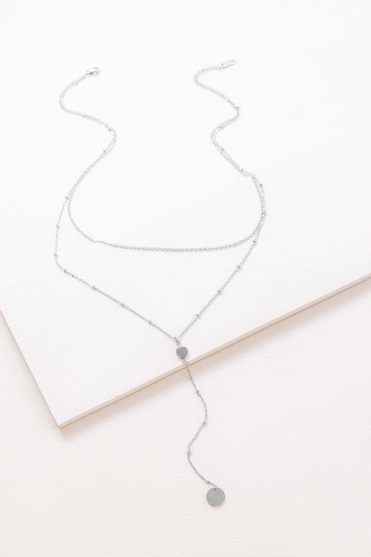 Good Wishes Layered Y-Chain Necklace | Silver