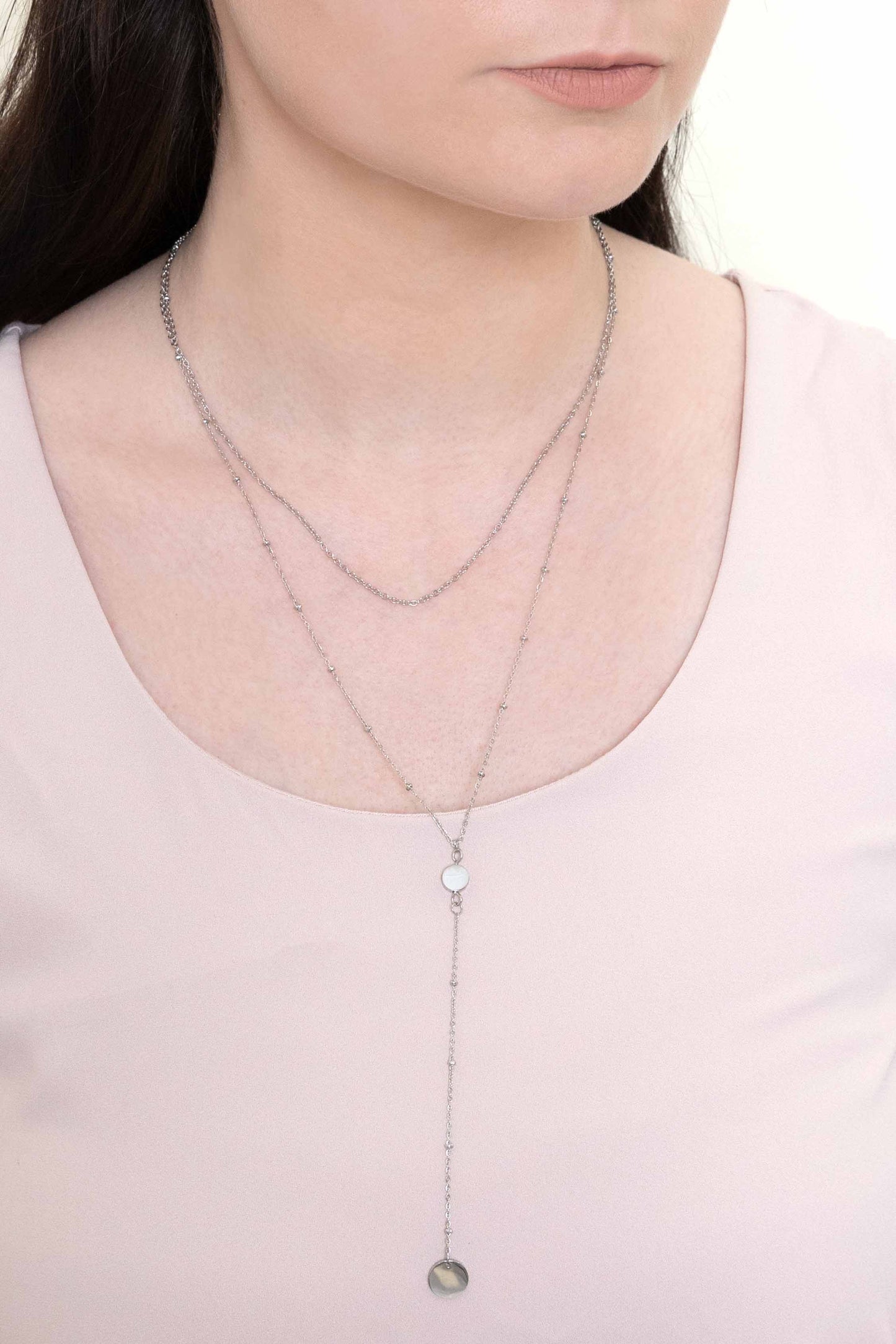 Good Wishes Layered Y-Chain Necklace | Silver