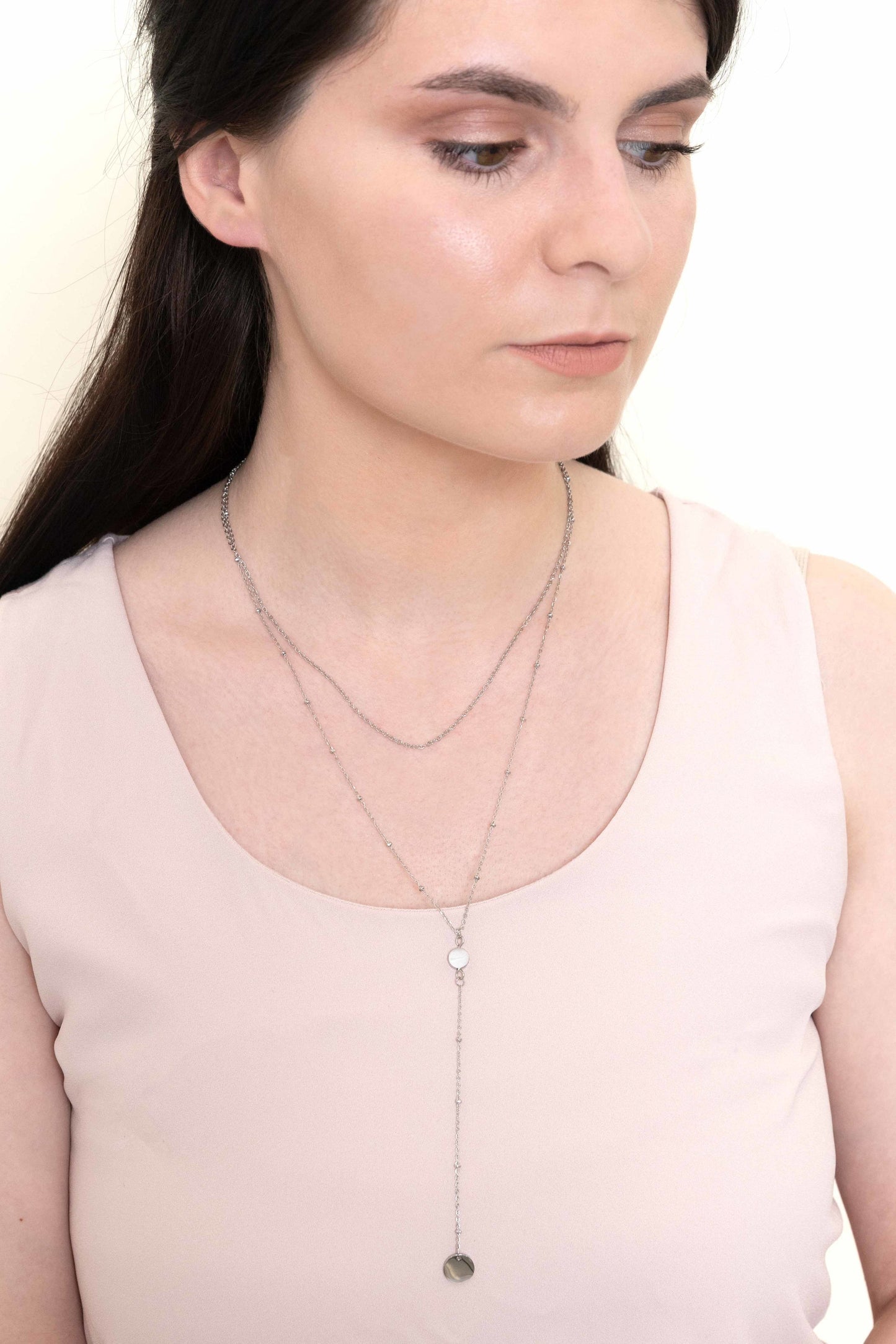 Good Wishes Layered Y-Chain Necklace | Silver