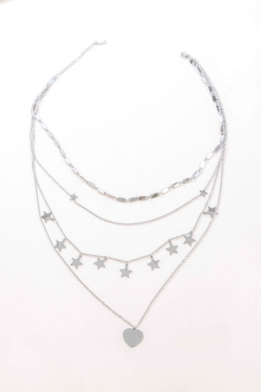 Star-Struck Choker Layered Necklace | Silver