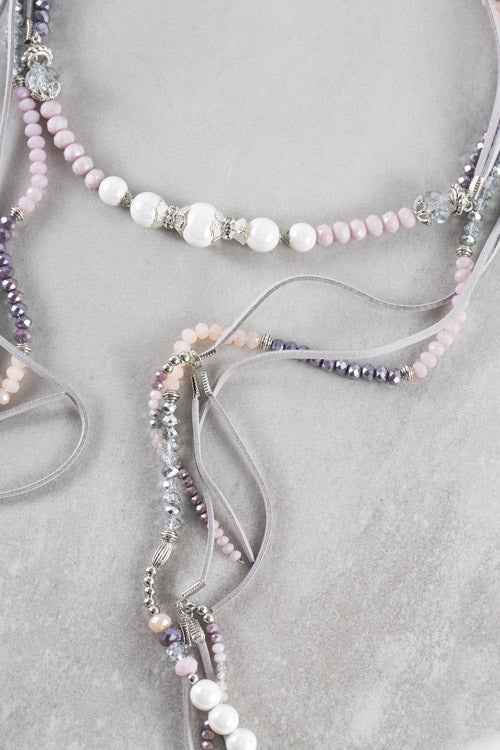 Imogen Beaded Wrap Necklace | Purple