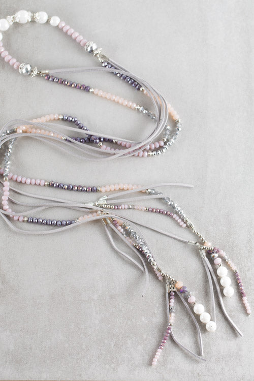 Imogen Beaded Wrap Necklace | Purple