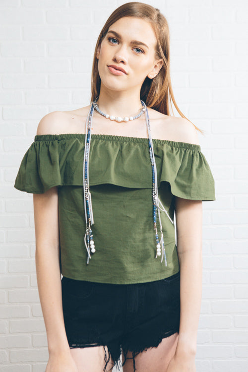 Imogen Wrap Beaded Necklace | Navy