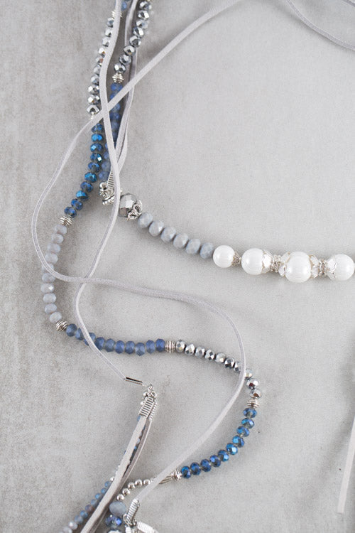 Imogen Wrap Beaded Necklace | Navy