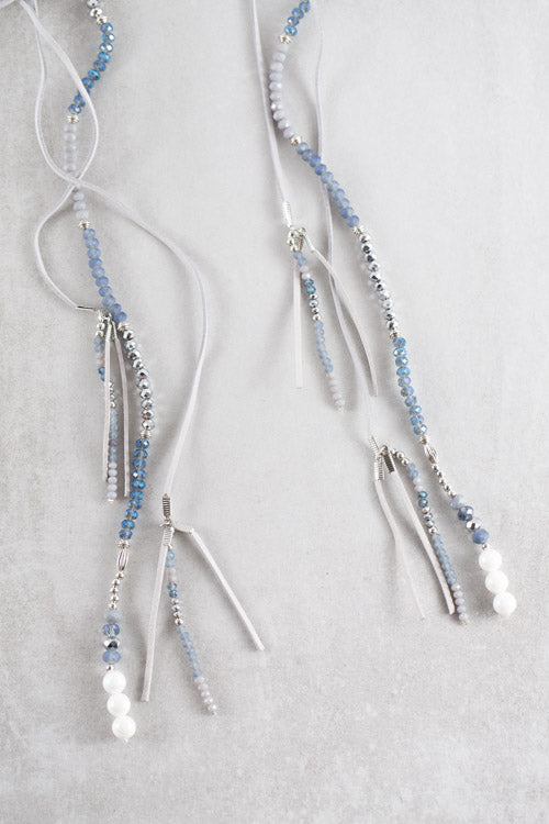 Imogen Wrap Beaded Necklace | Navy