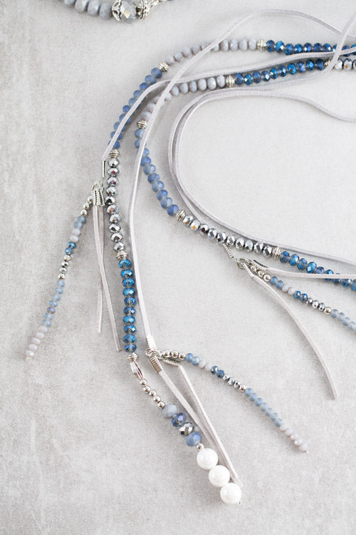 Imogen Wrap Beaded Necklace | Navy