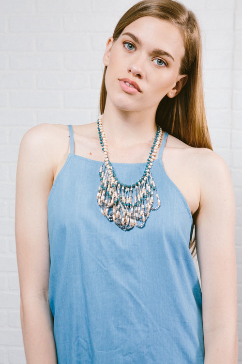Ryleigh Beaded Bib | Peach