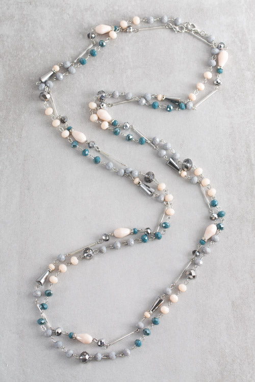 Khiara Beaded Necklace | Steel Blue