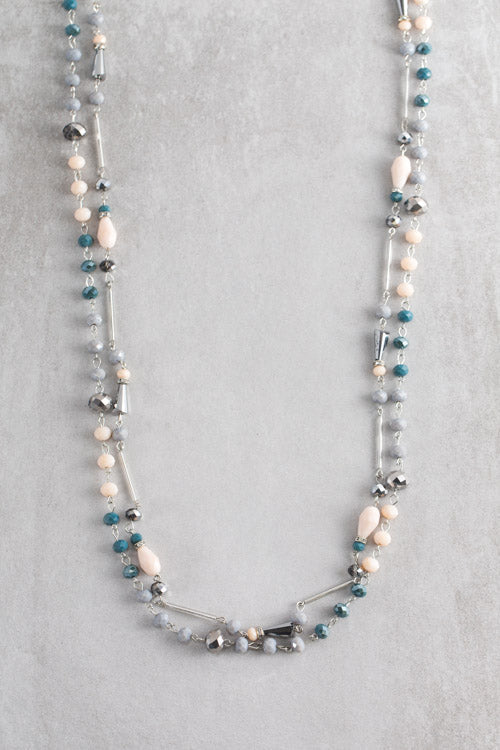 Khiara Beaded Necklace | Steel Blue