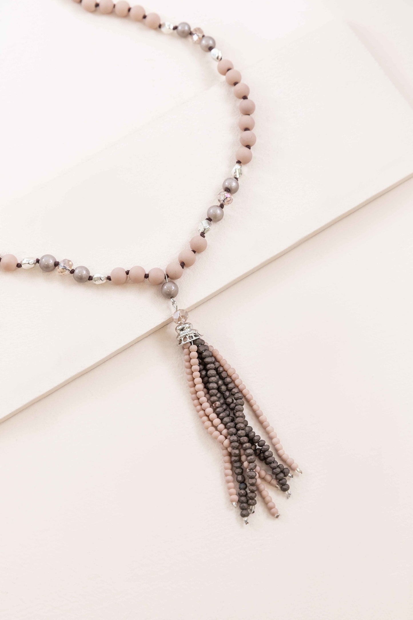 Joelle Beaded Tassel Necklace | Powder Pink