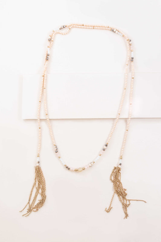 Allana Wrap Beaded Necklace | Peach