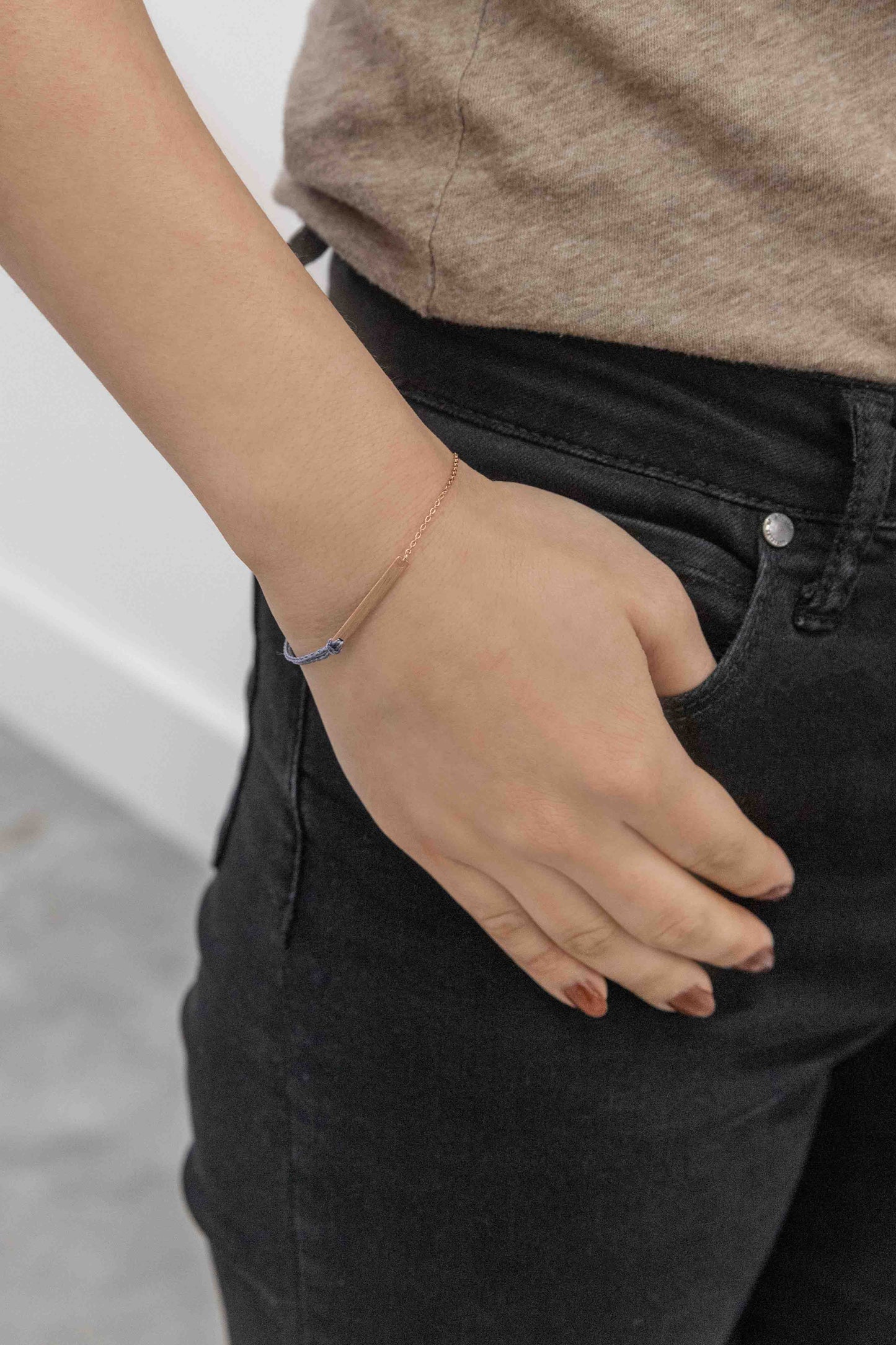 Thin Plate Rope Charm Bracelet