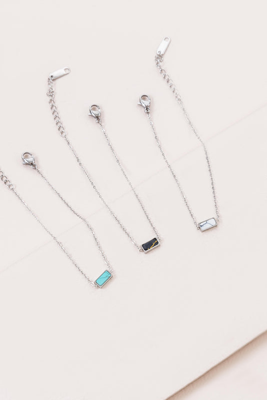 Beaming Bar Stone Bracelet | Silver
