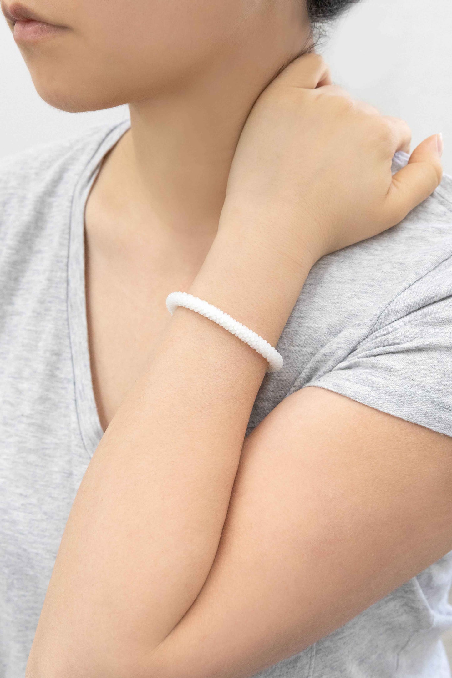 Thin Beaded Rope Bracelet | Snow