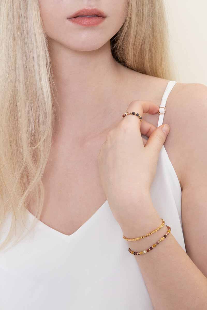 Blissfully Beaded Bracelet | Maroon (14K)